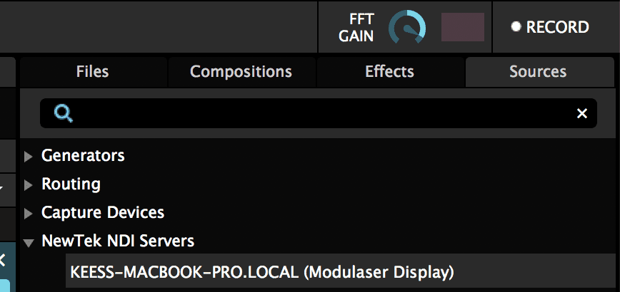 Resolume NDI tab
