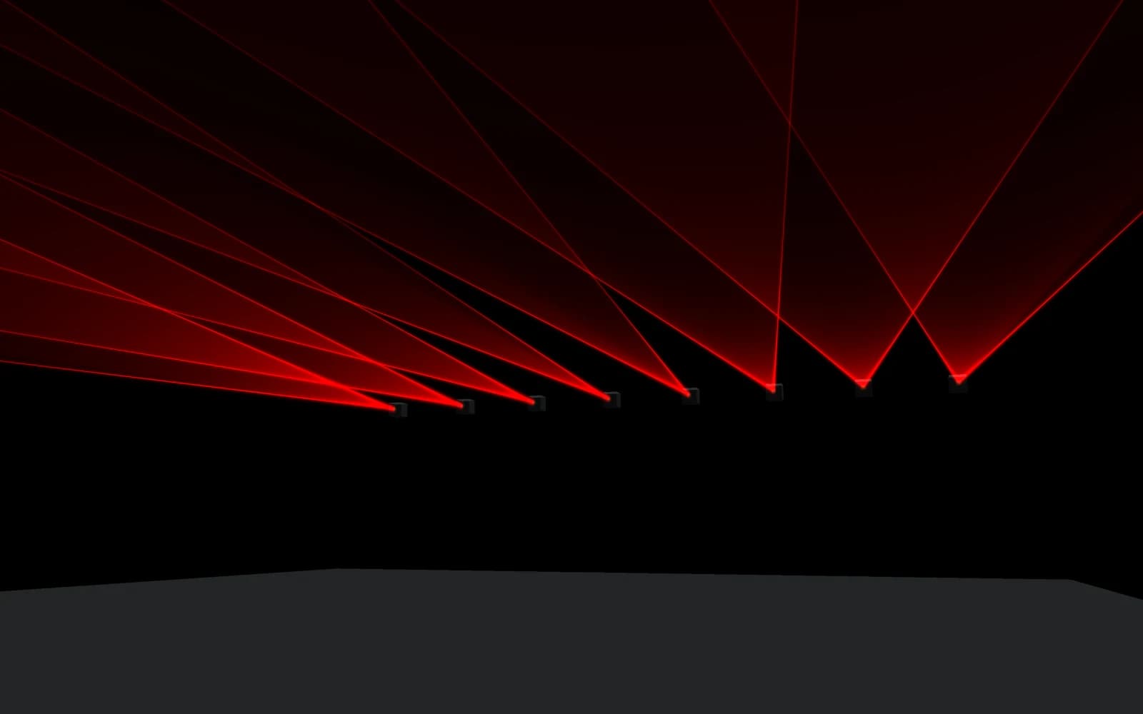 3D beam view previewing laser output in a simulated room
